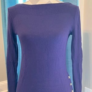 Purple sweater with gold bottom details on side